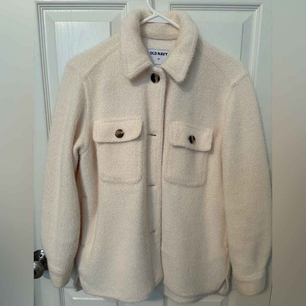 Old Navy Women's Cream Teddy Jacket